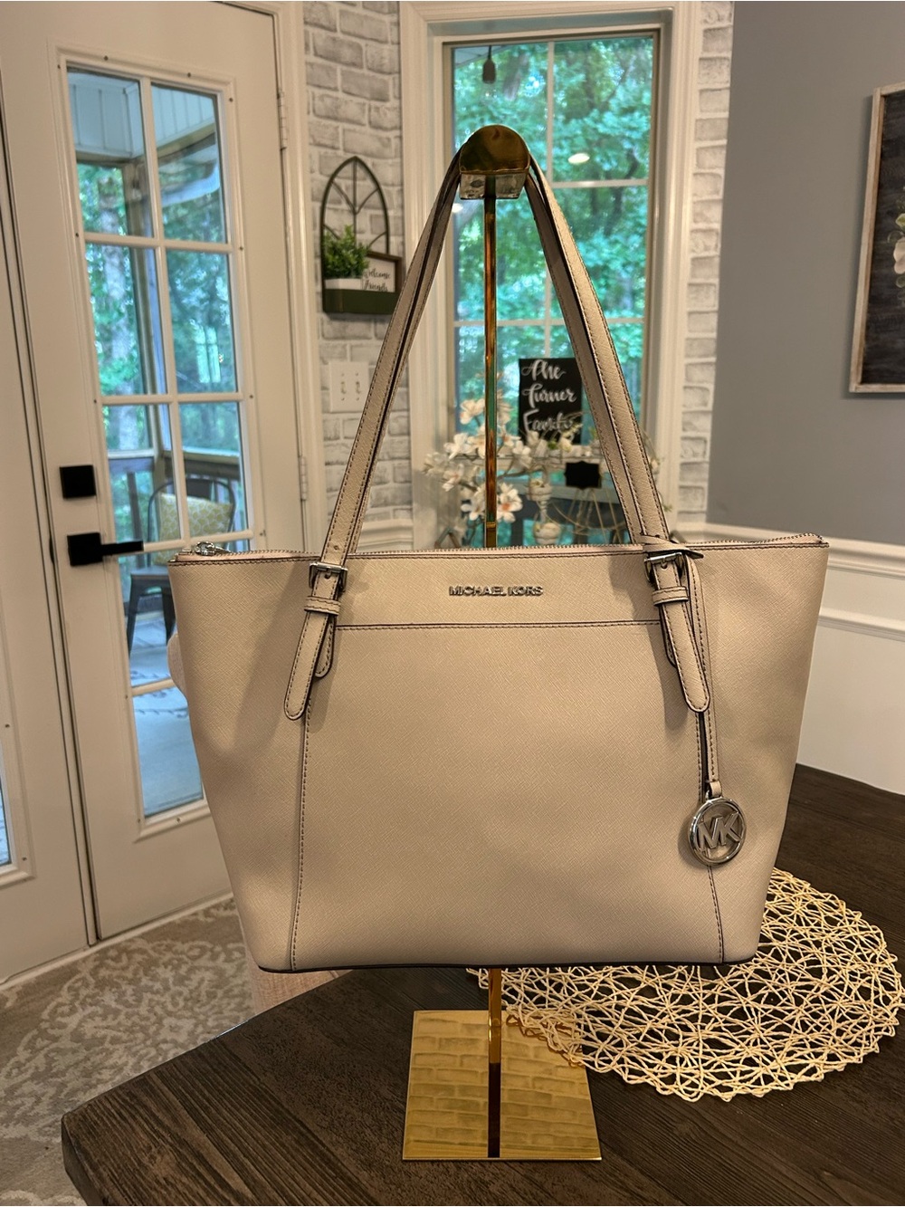 Michael Kors  Leather Tote in Beige Taupe